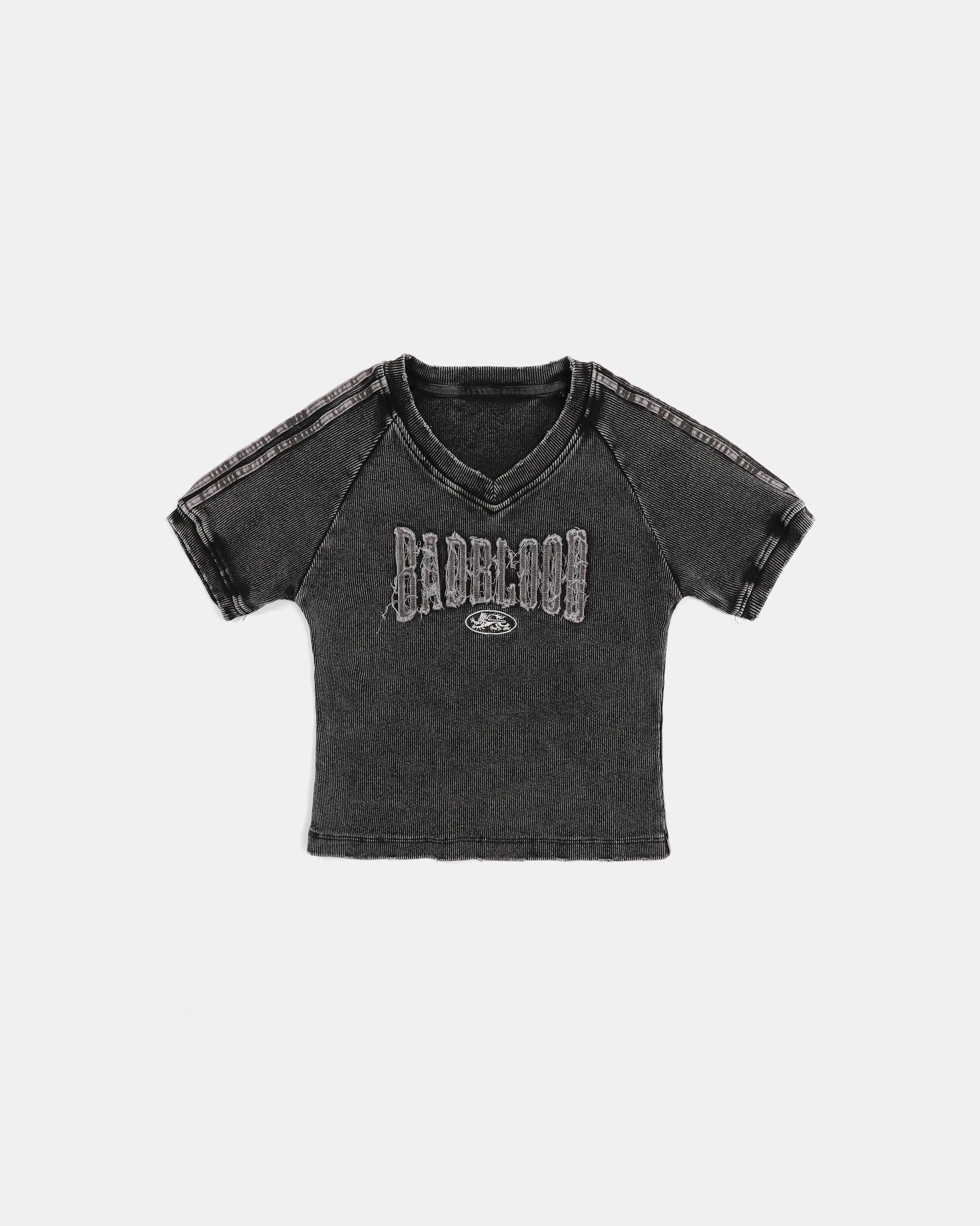 Badblood Rusty Denim V-Neck T-Shirt Black