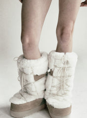 Badblood Eskimo Boots Tall Platform Cream