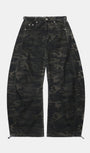 Badblood Lion Patch Washed Barrel Pants Dark Camo