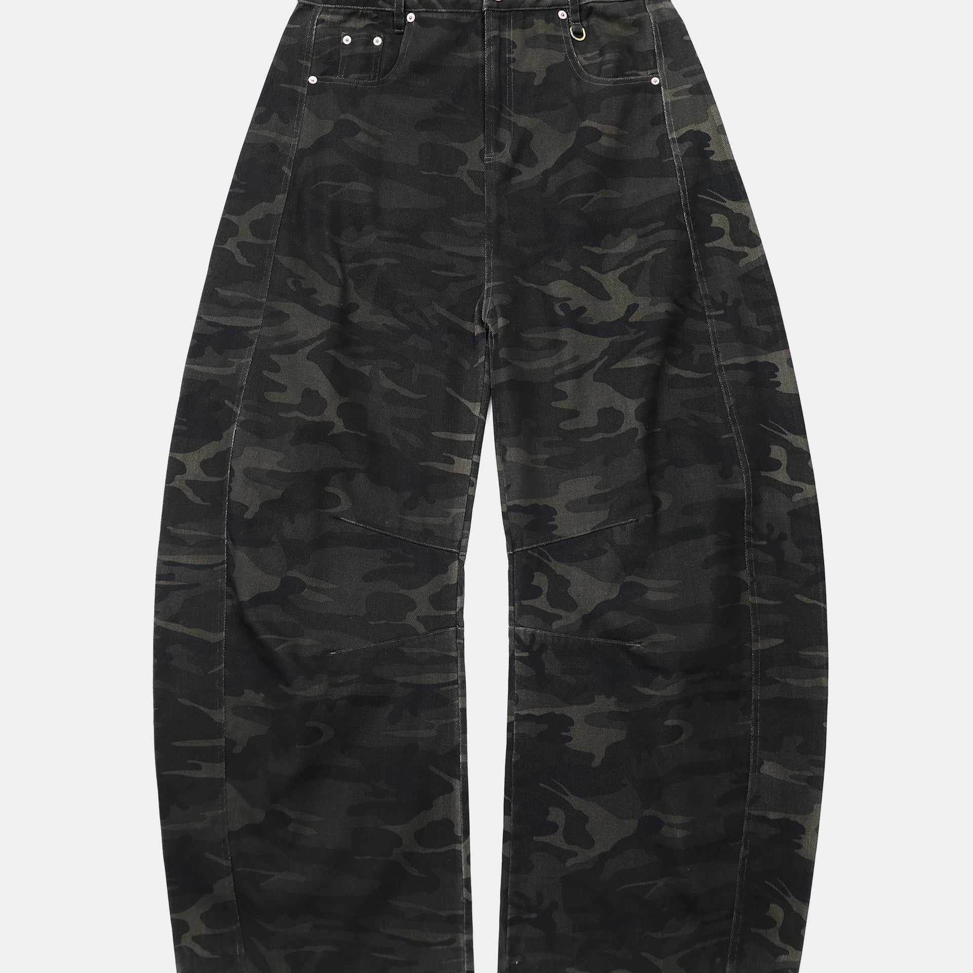 Badblood Lion Patch Washed Barrel Pants Dark Camo