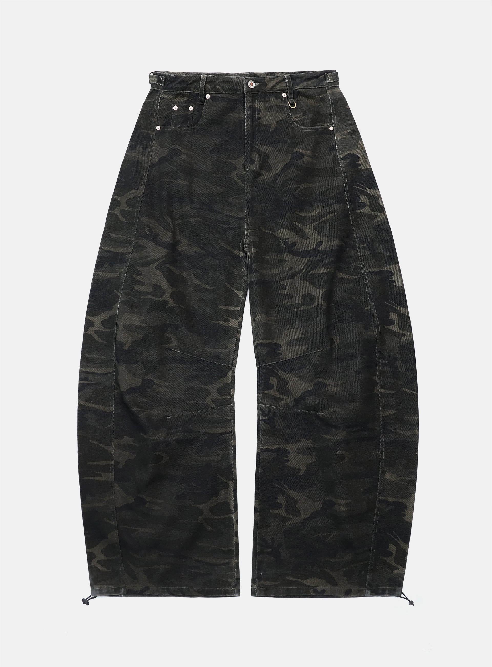 Badblood Lion Patch Washed Barrel Pants Dark Camo