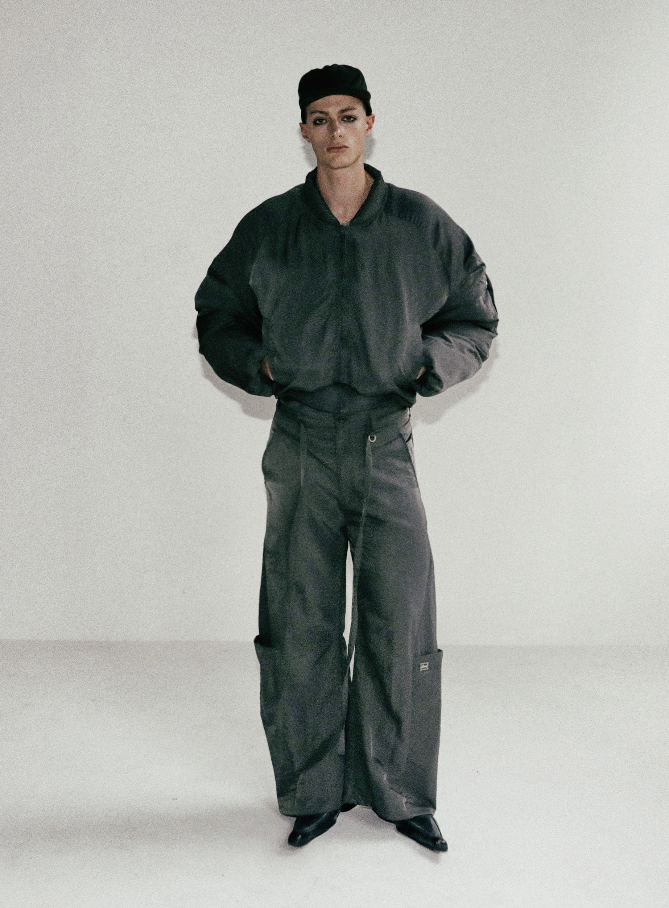 Badblood Curved Nylon Cargo Pants Charcoal