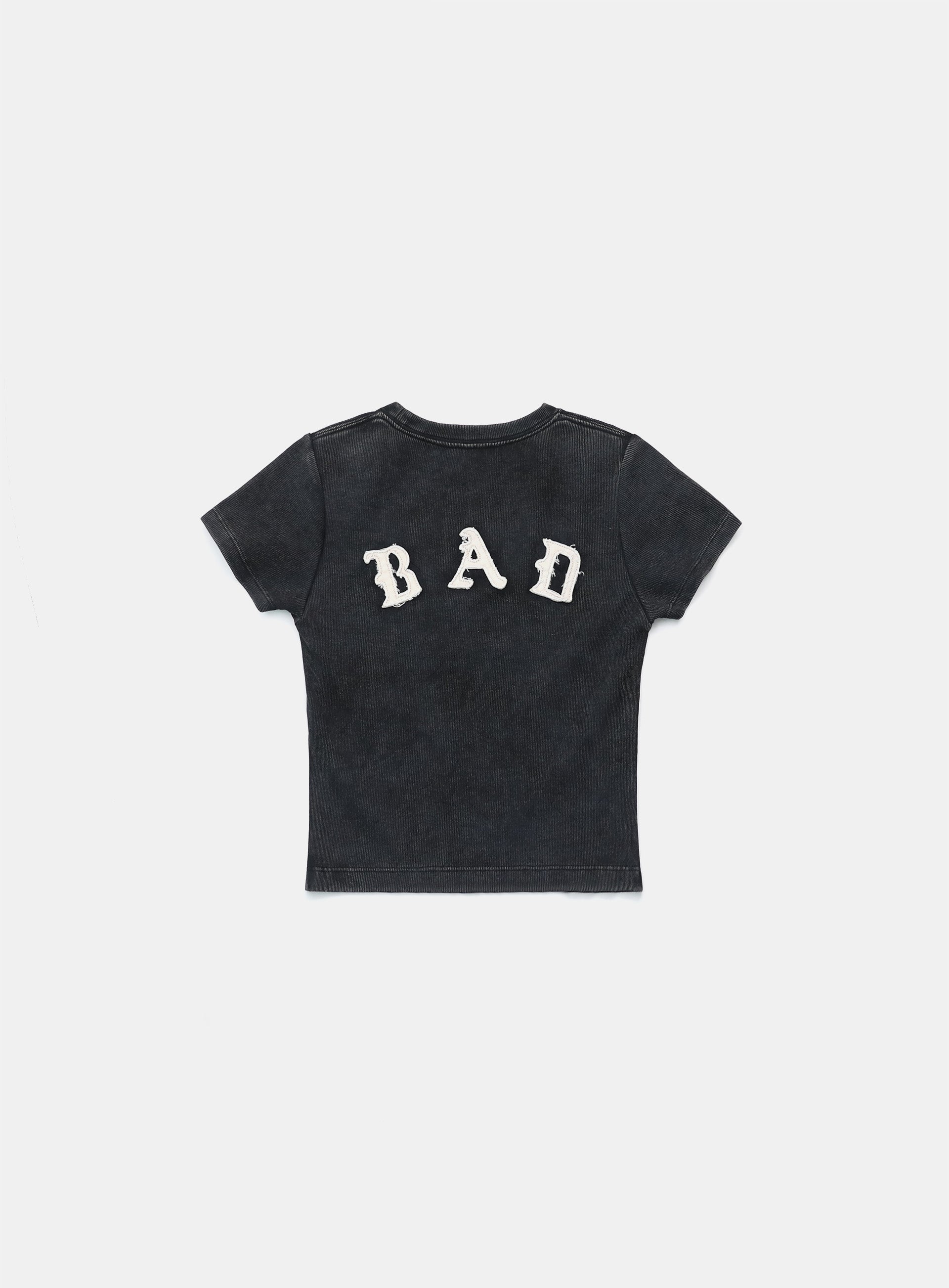 Badblood Lion Patch Short Sleeve Slim Fit Washed Black