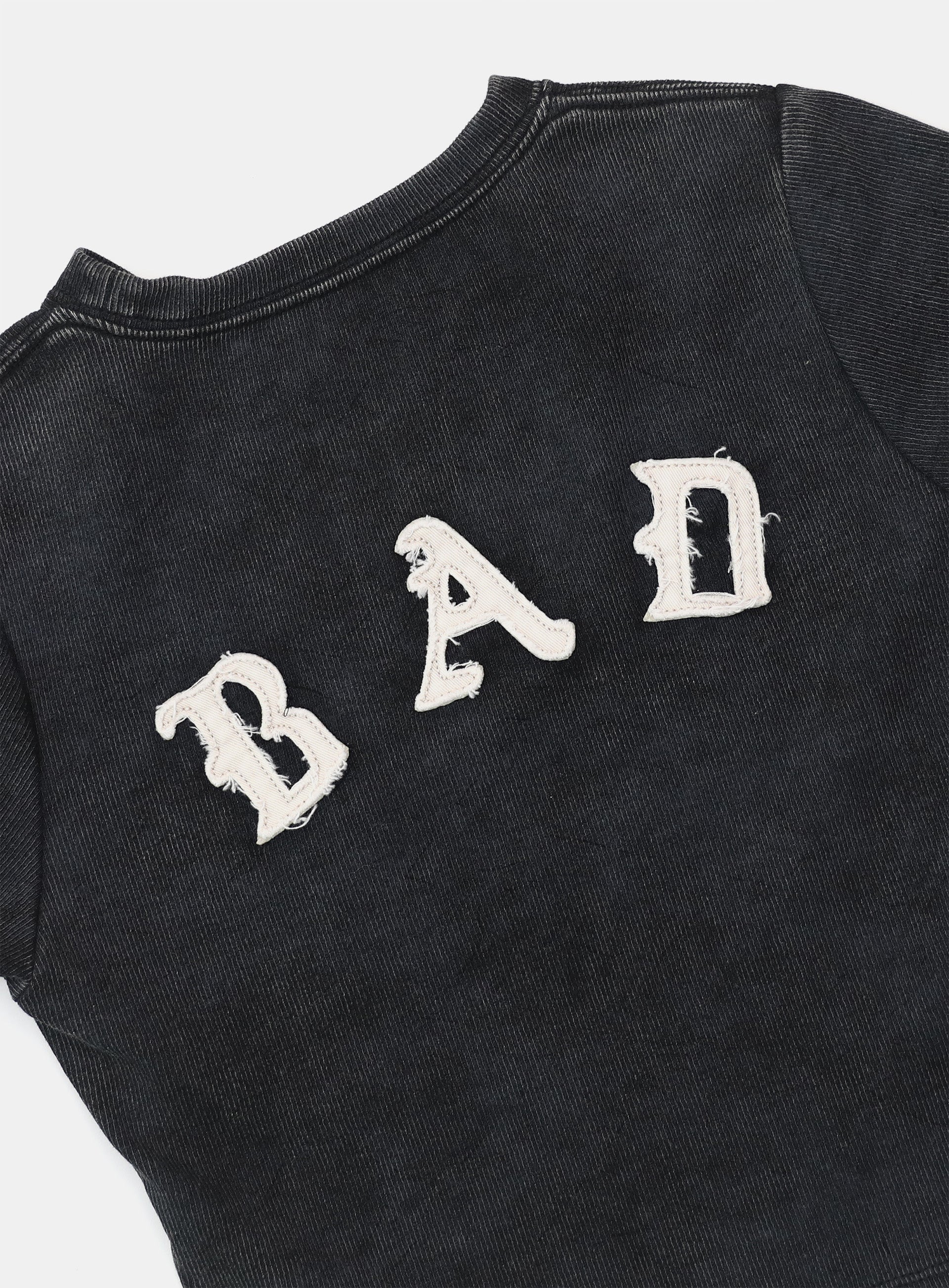 Badblood Lion Patch Short Sleeve Slim Fit Washed Black