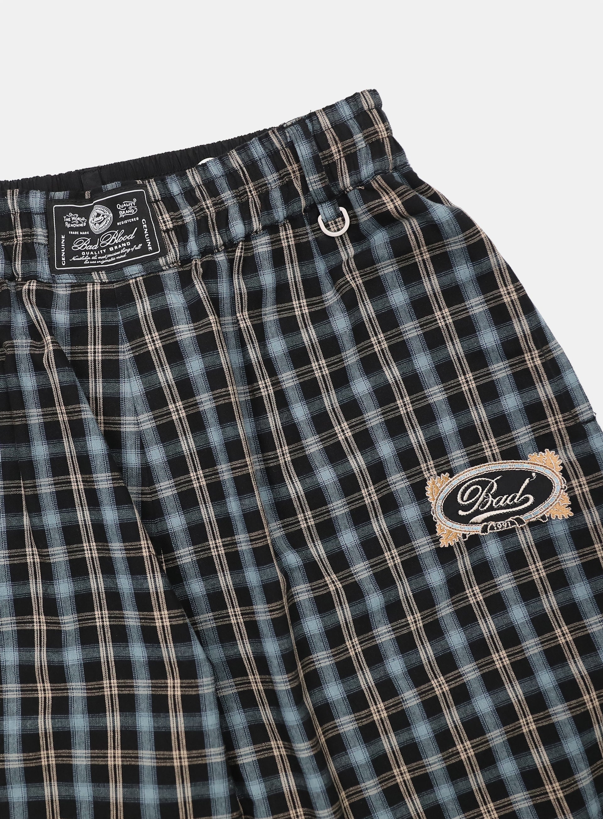 Badblood Vintage Club Nylon Reversible Track Pants Check Blue