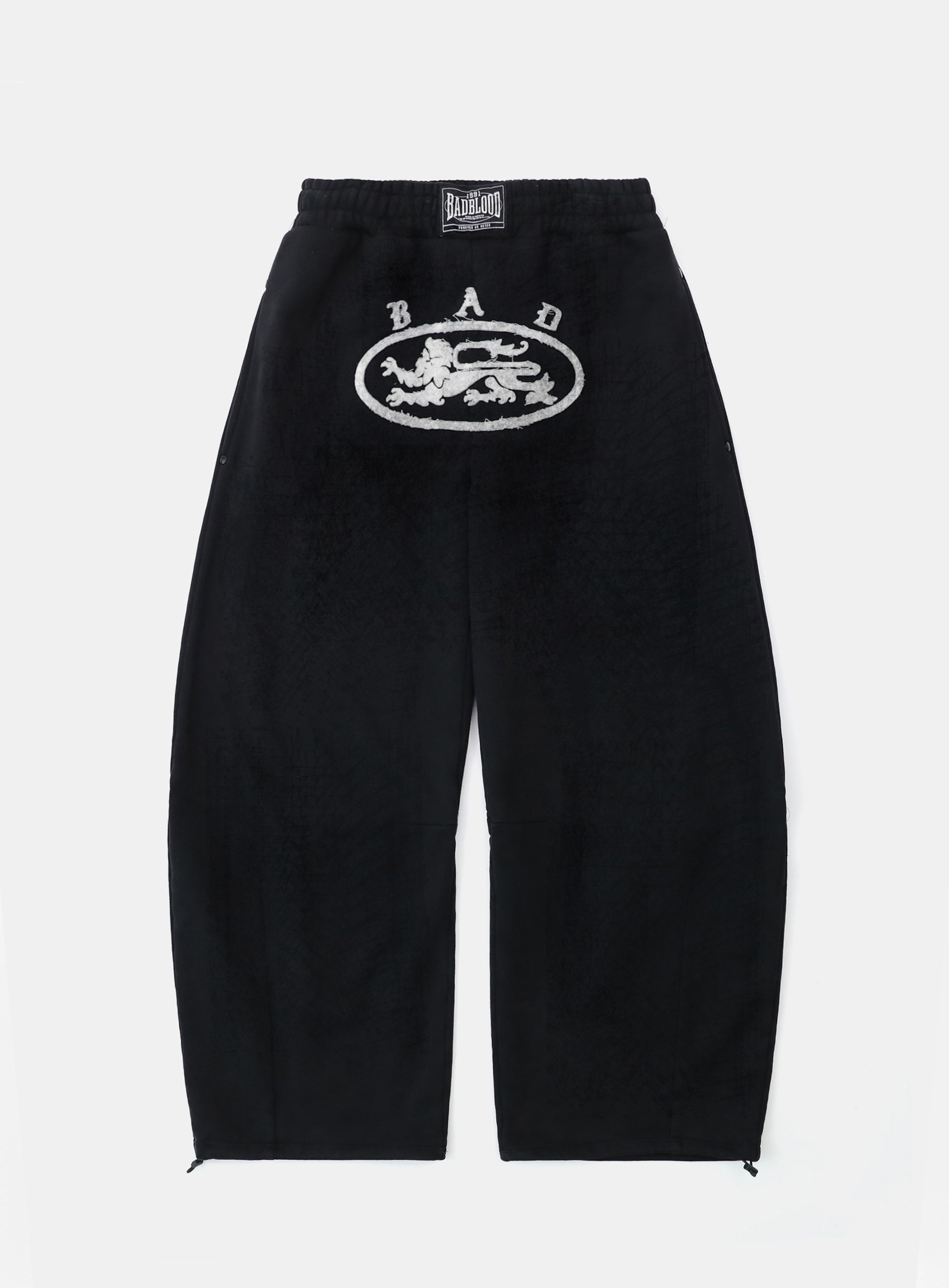 Badblood Lion Patch 2 Way Curved Jogger Washed Black