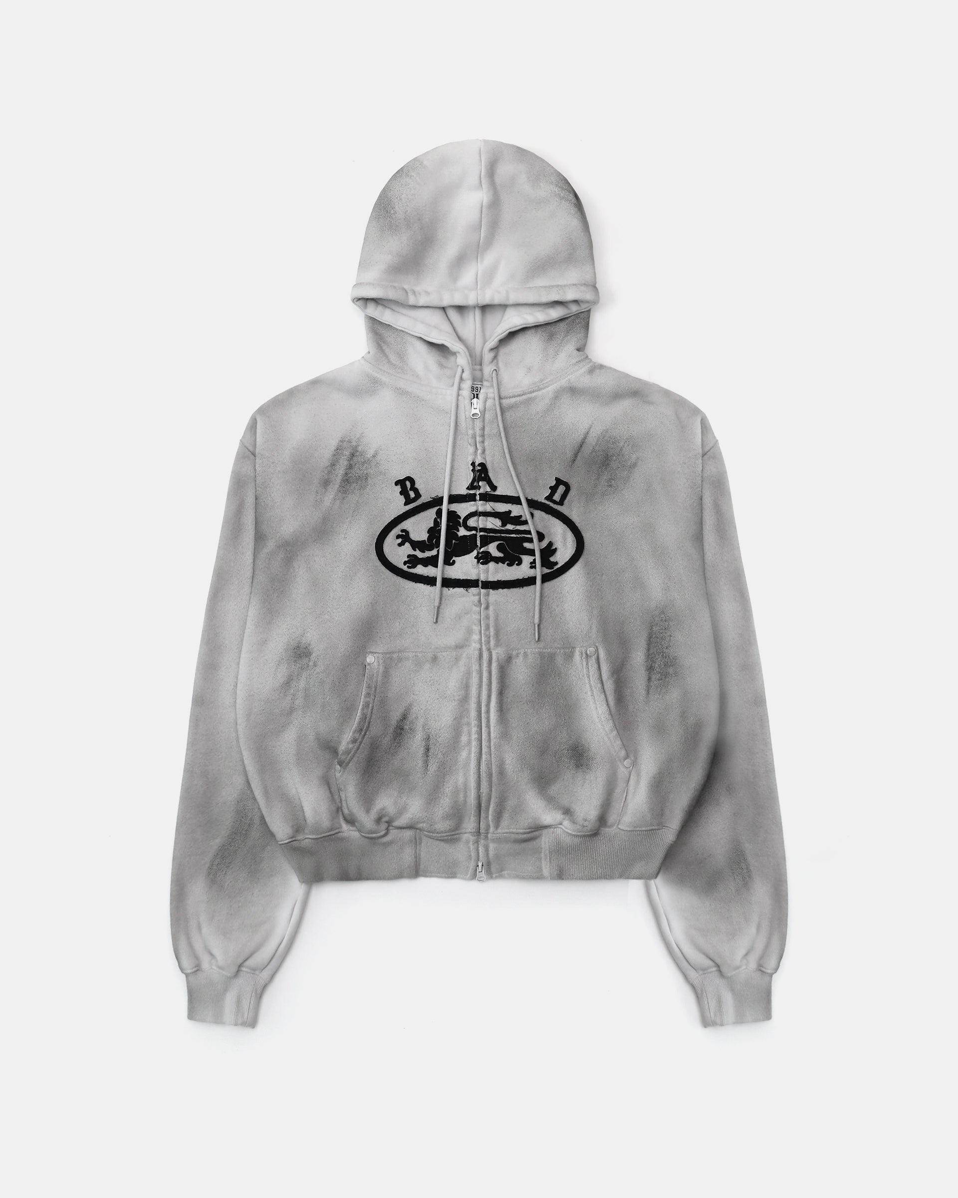 Badblood Lion Patch Hoodie Washed White