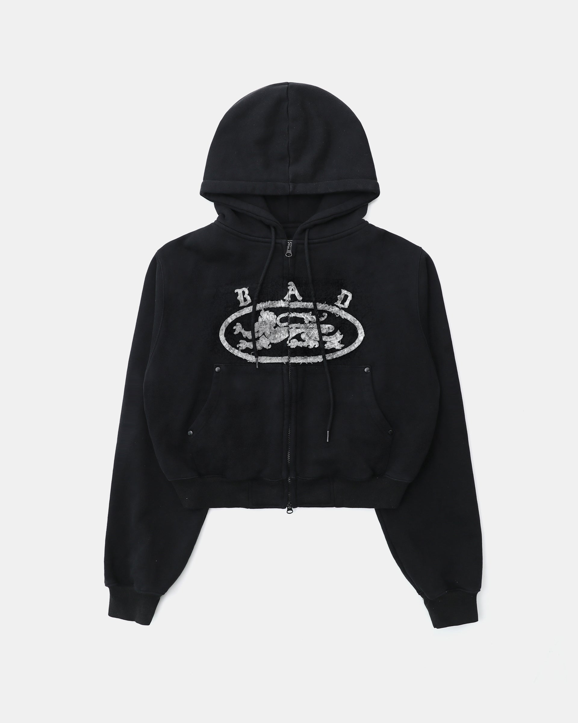 Badblood Lion Patch Hoodie Washed Black