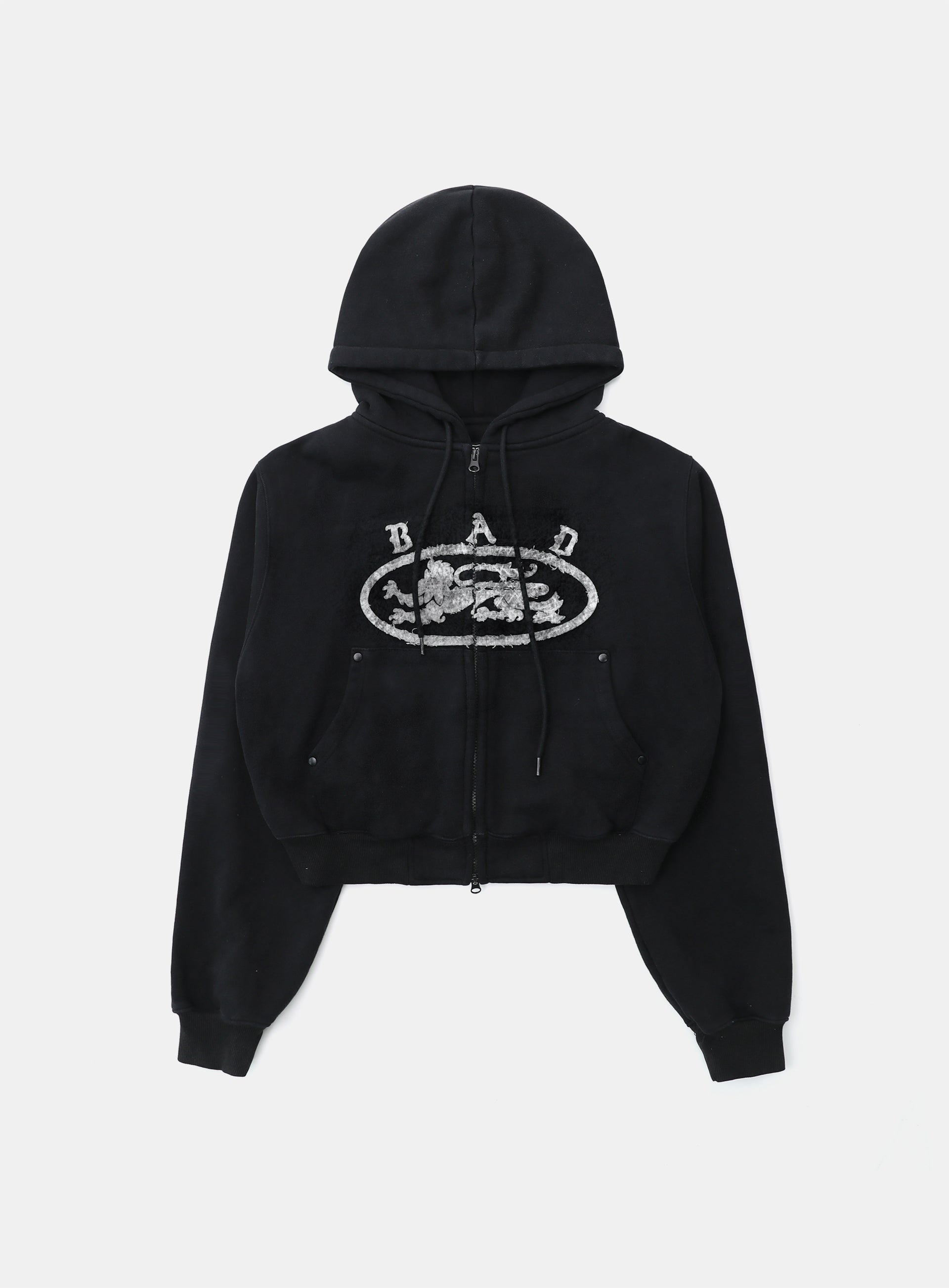 Badblood Lion Patch Hoodie Washed Black