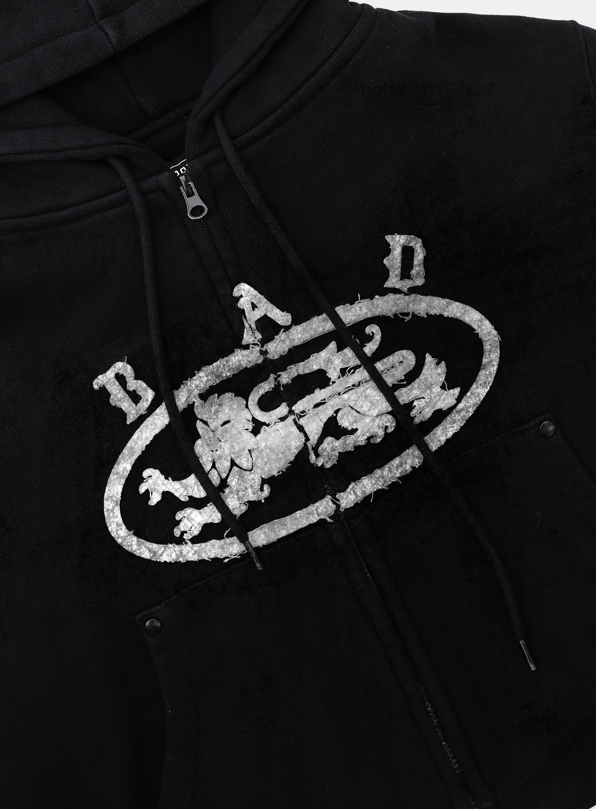 Badblood Lion Patch Hoodie Washed Black