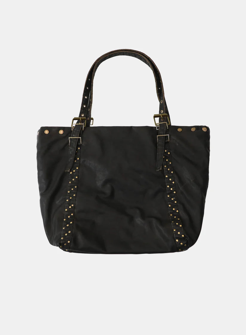 Badblood Studded Leather Shopper Bag - Washed Black