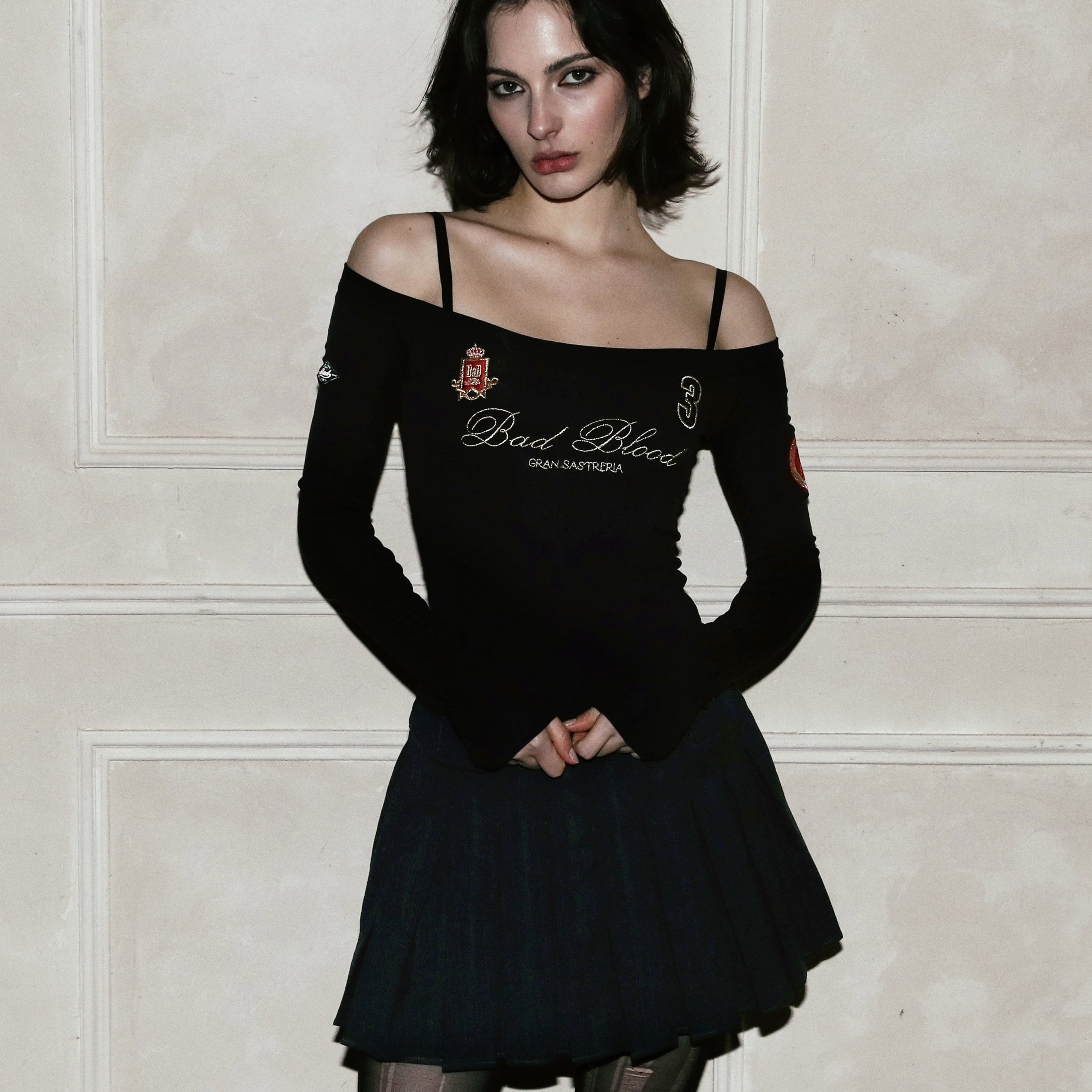 Badblood Royal Classic Off Shoulder Top Black