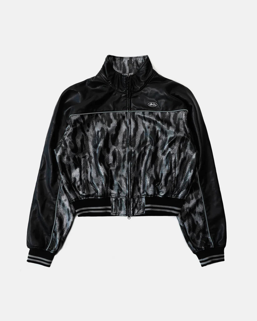 Badblood Contrast Leather Track Jacket - Black Python