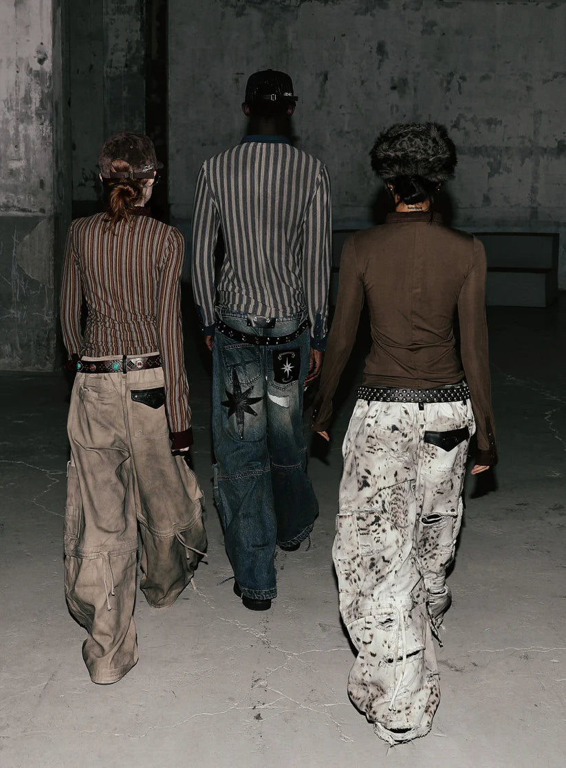 Badblood 0409 Cosmo Convex Denim Pants - Mid Blue