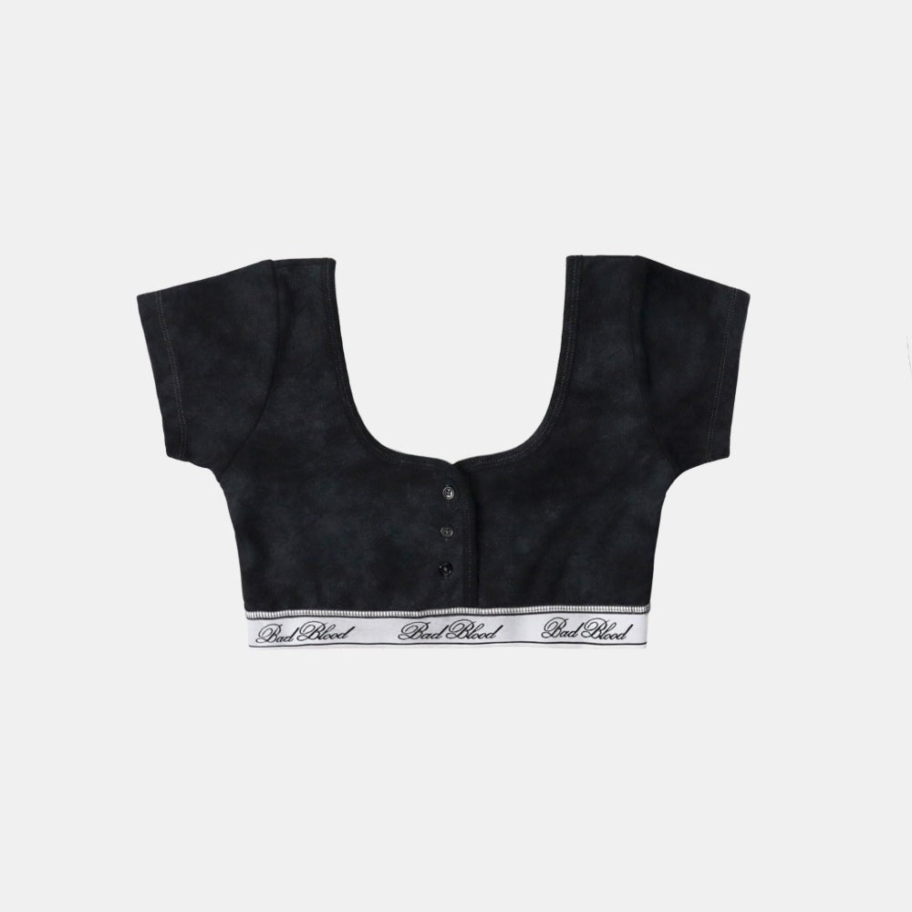 Badblood Classic Logo 1/2 Tee Bra - Dusty Black
