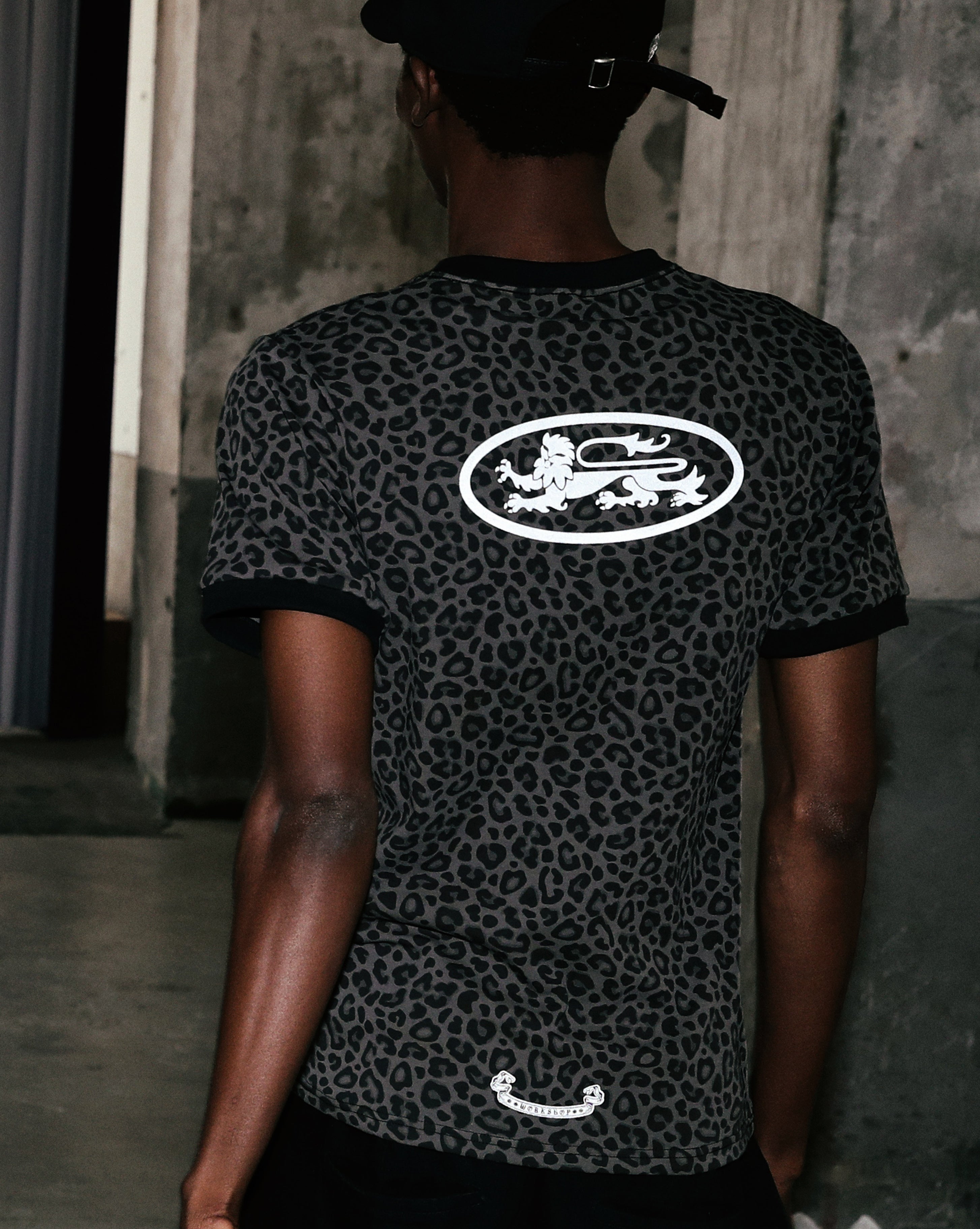 Badblood Mystic Oval Logo Jersey Ringer T-Shirt - Black Leopard