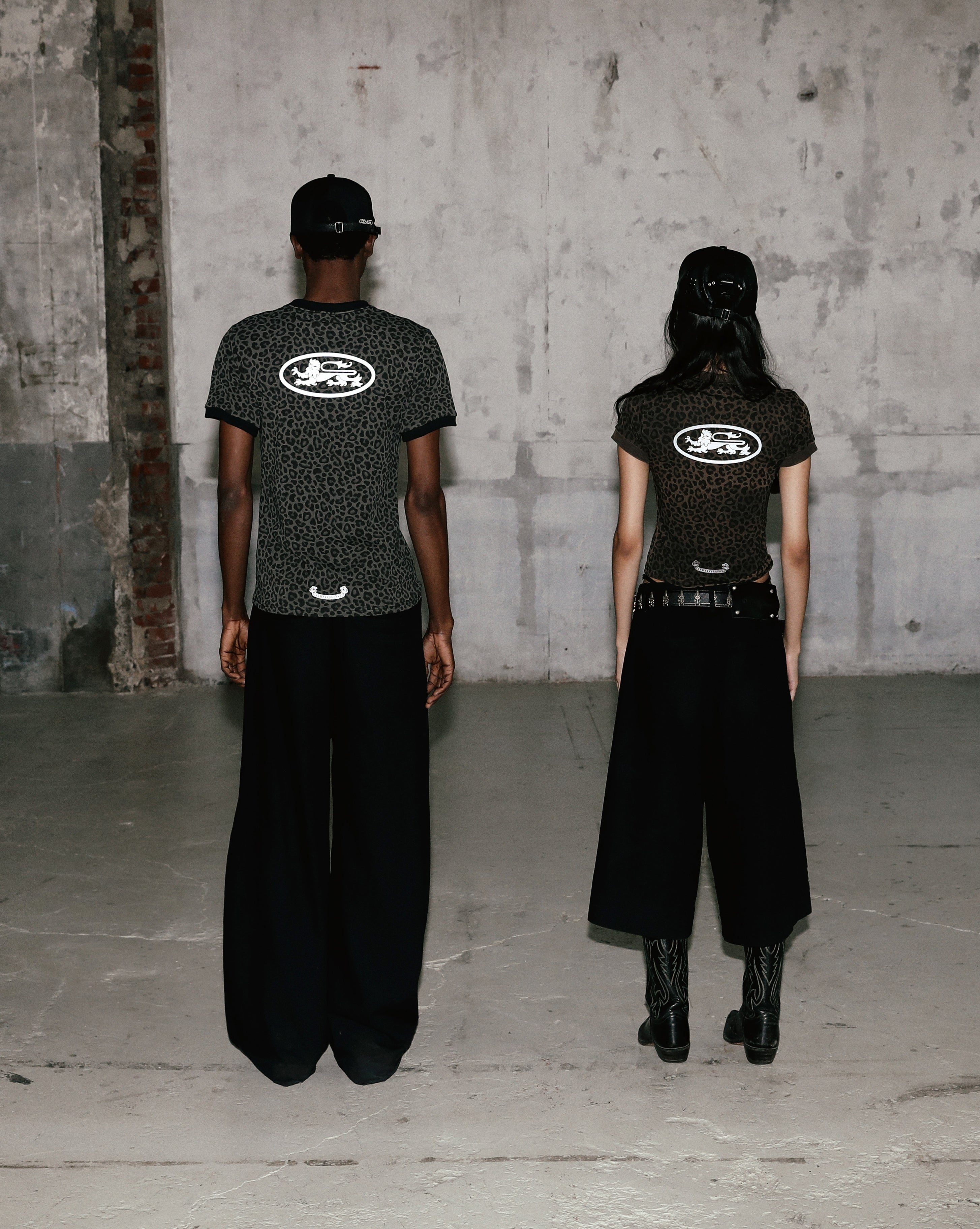 Badblood Mystic Oval Logo Jersey Ringer T-Shirt - Brown Leopard