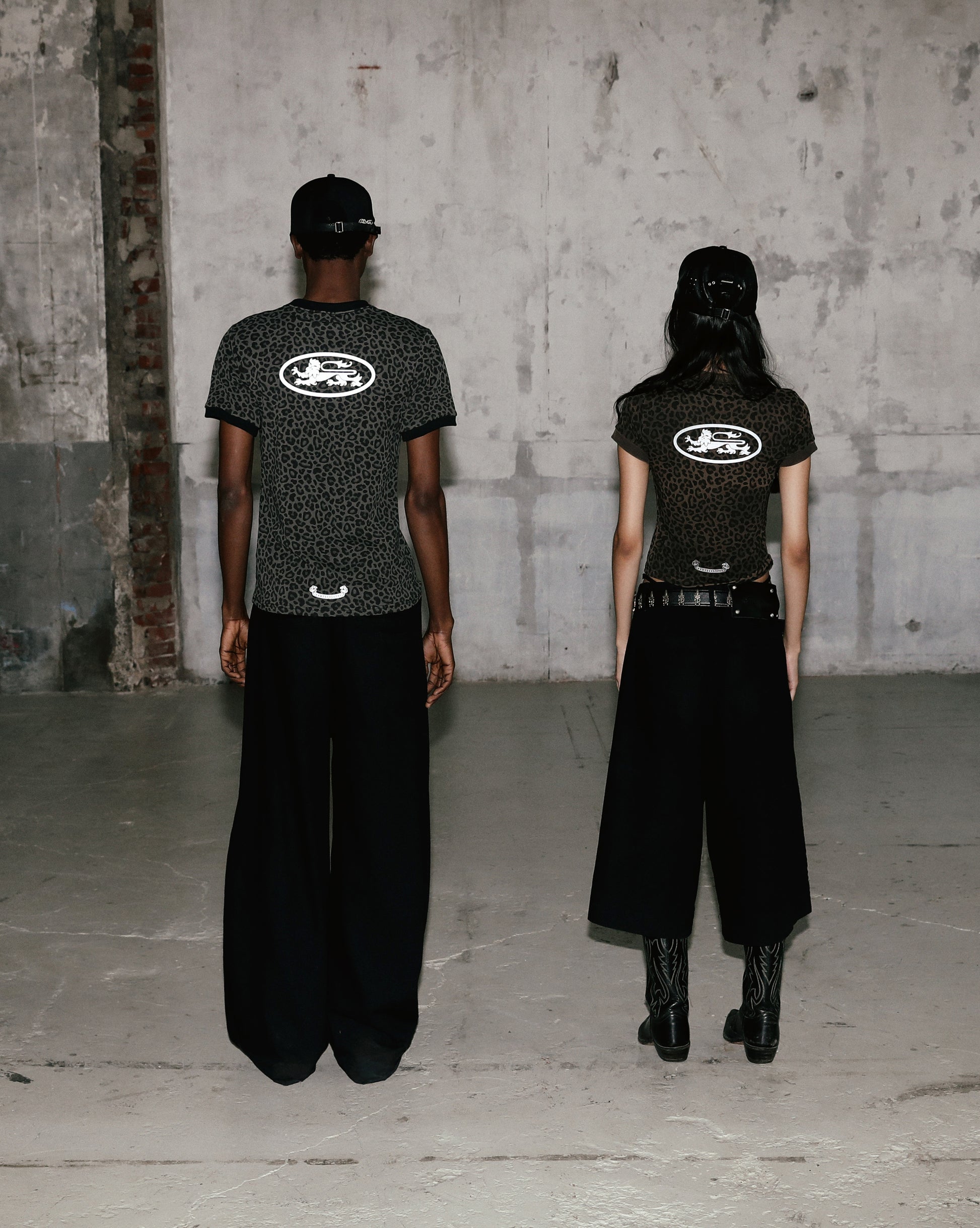 Badblood Mystic Oval Logo Jersey Ringer T-Shirt - Brown Leopard