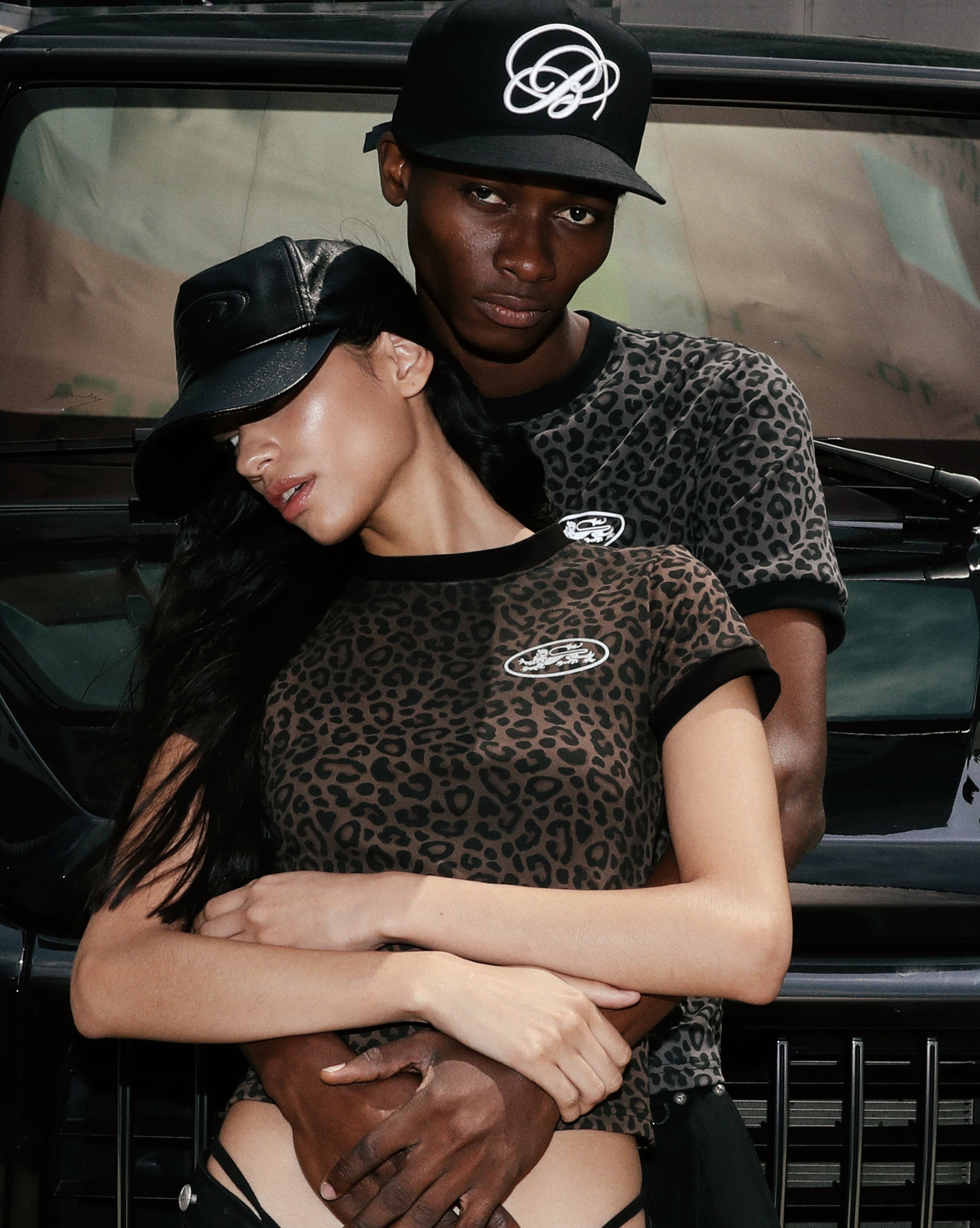 Badblood Mystic Oval Logo Jersey Ringer T-Shirt - Brown Leopard