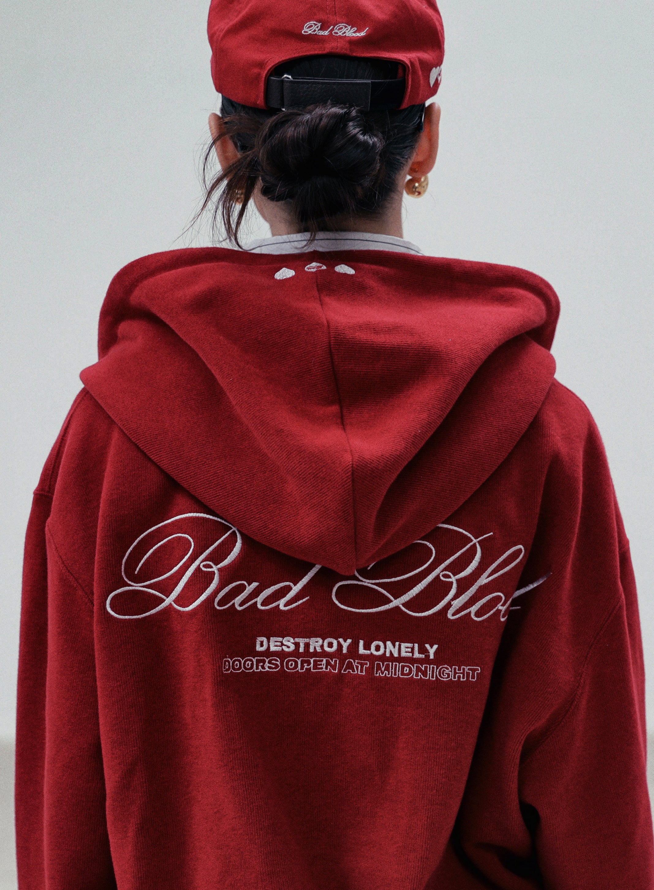 Badblood Classic Logo Hooded Zip-Up - Red