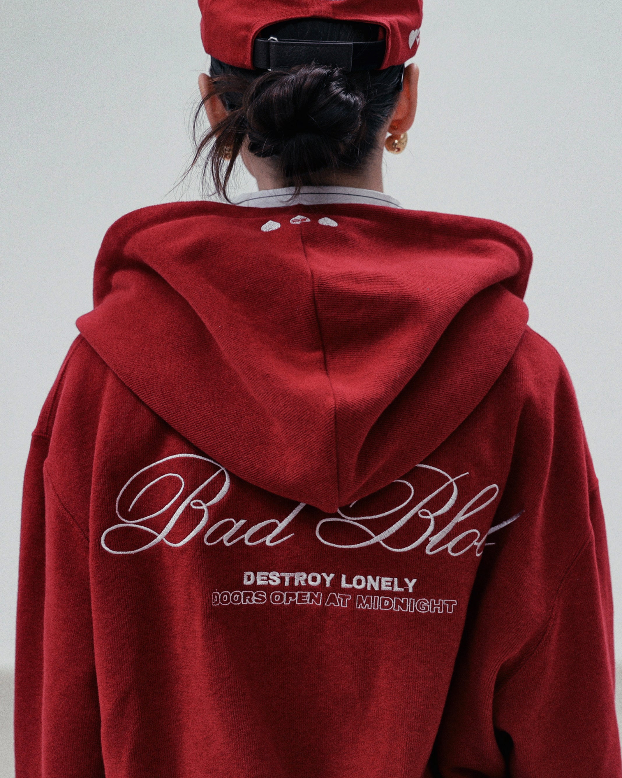 Badblood Classic Logo Hooded Zip-Up - Red