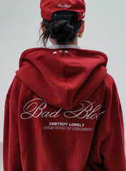 Badblood Classic Logo Hooded Zip-Up - Red