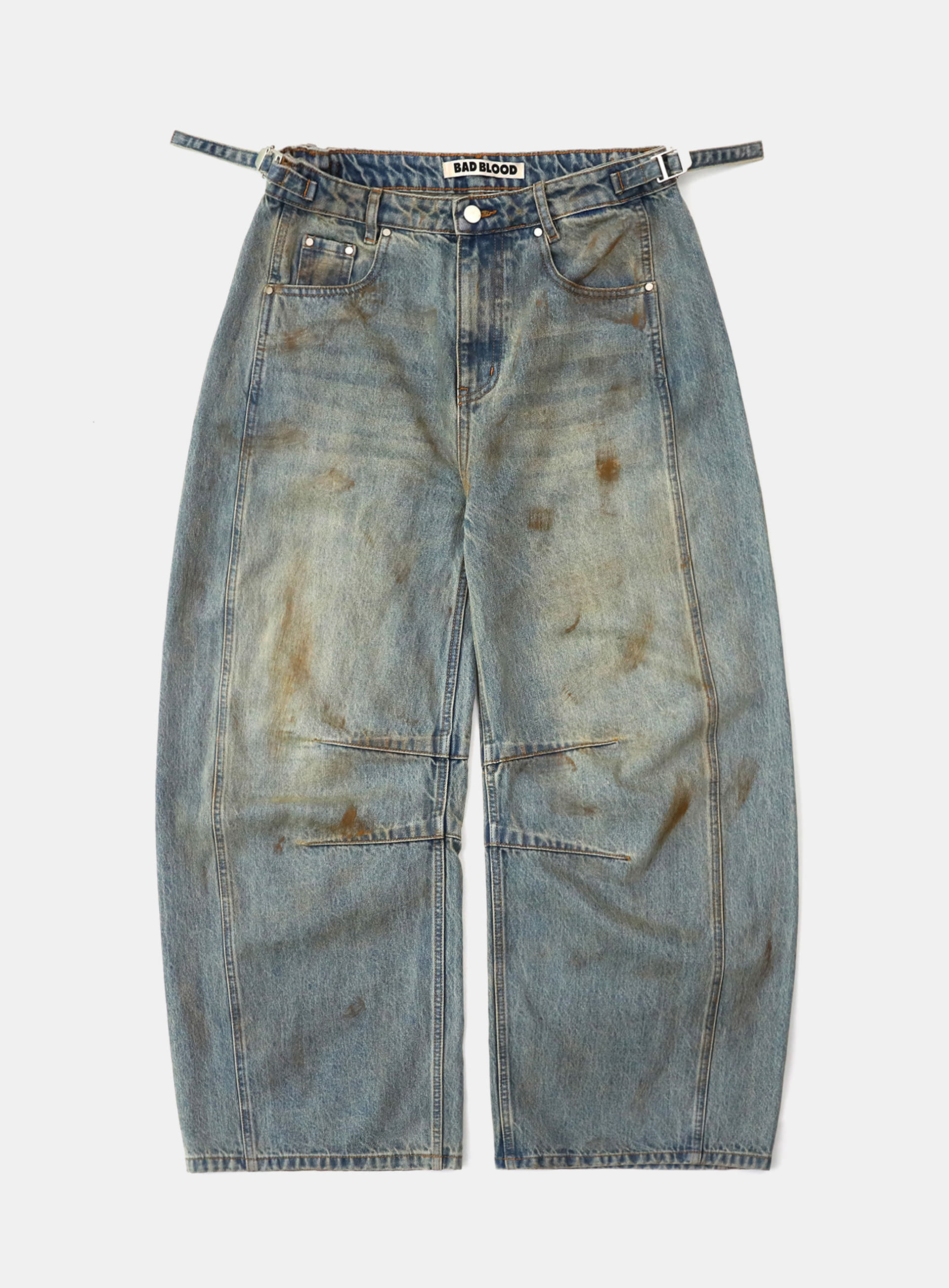 Badblood Lion Logo Barrel Jeans - Dusty Light Blue