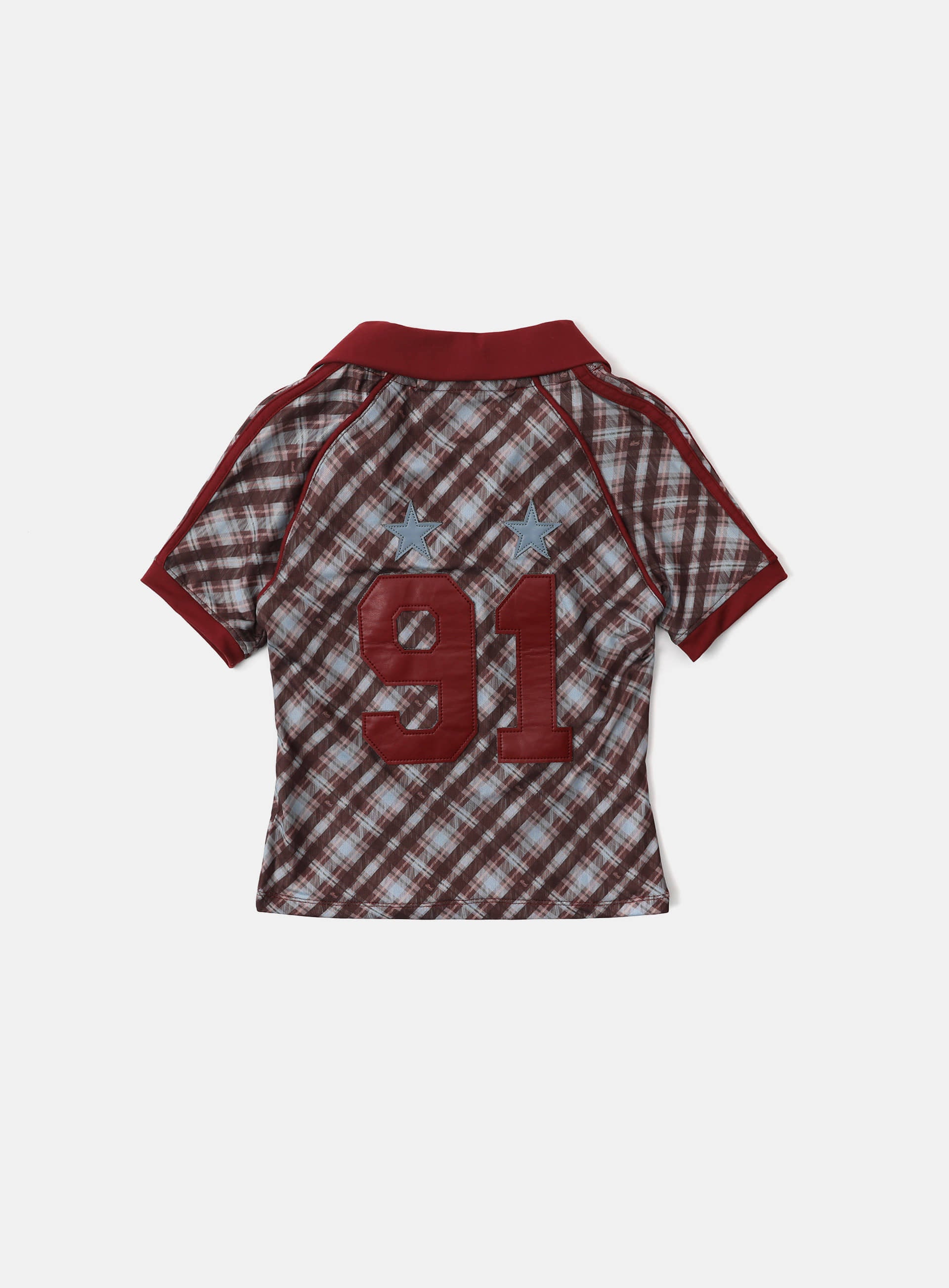 Badblood Vintage Club V-Neck Check T-Shirt - Red