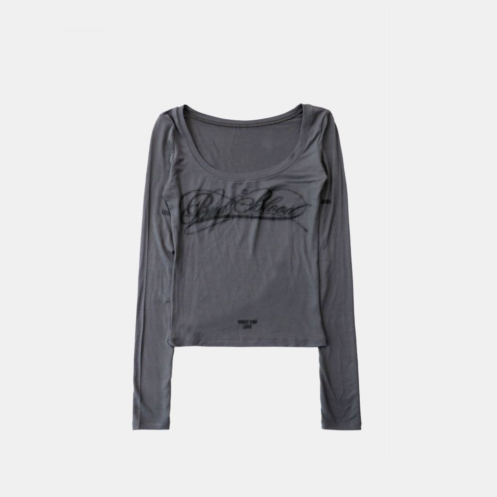 Badblood Dark Classic Scoop Neck Long Sleeve Charcoal