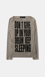 Badblood KEEP SLEEPING Boat Neck Loose Fit Tee - Sand