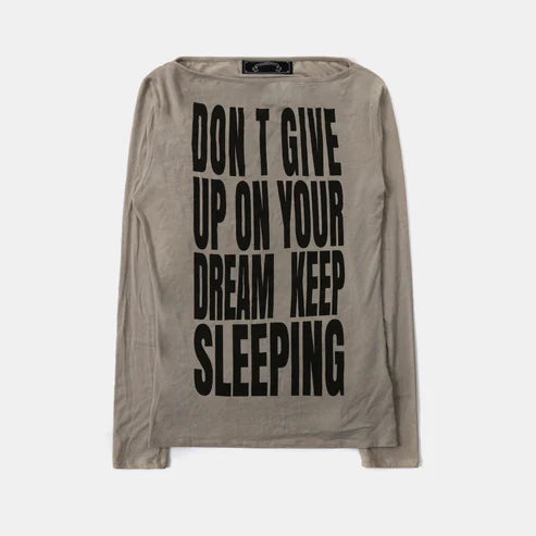 Badblood KEEP SLEEPING Boat Neck Loose Fit Tee - Sand