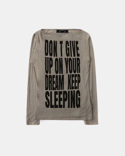 Badblood KEEP SLEEPING Boat Neck Loose Fit Tee - Sand