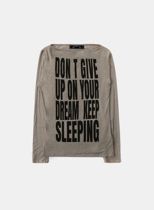 Badblood KEEP SLEEPING Boat Neck Loose Fit Tee - Sand