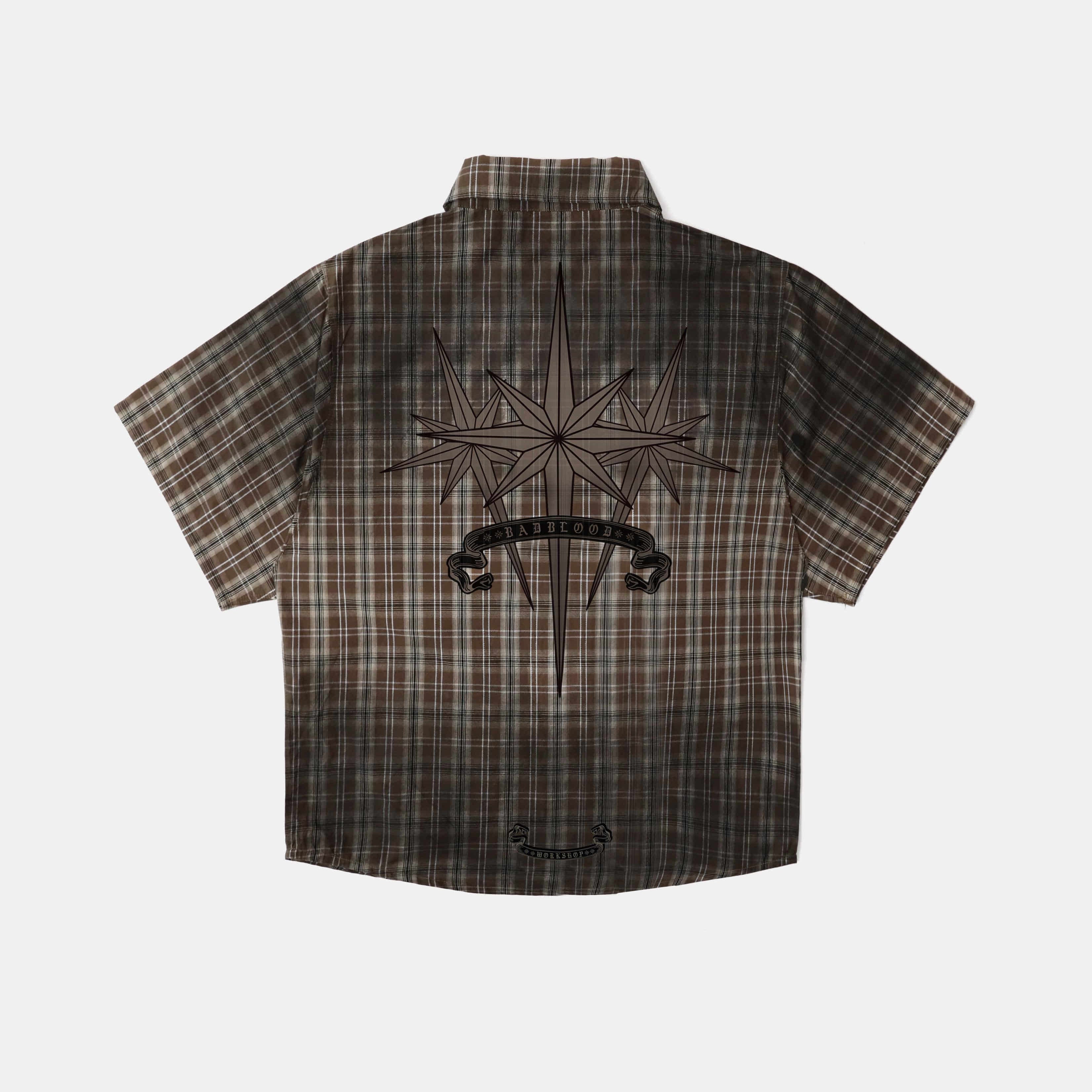Badblood Cosmo Graphic Short Sleeve Shirt Brown Check