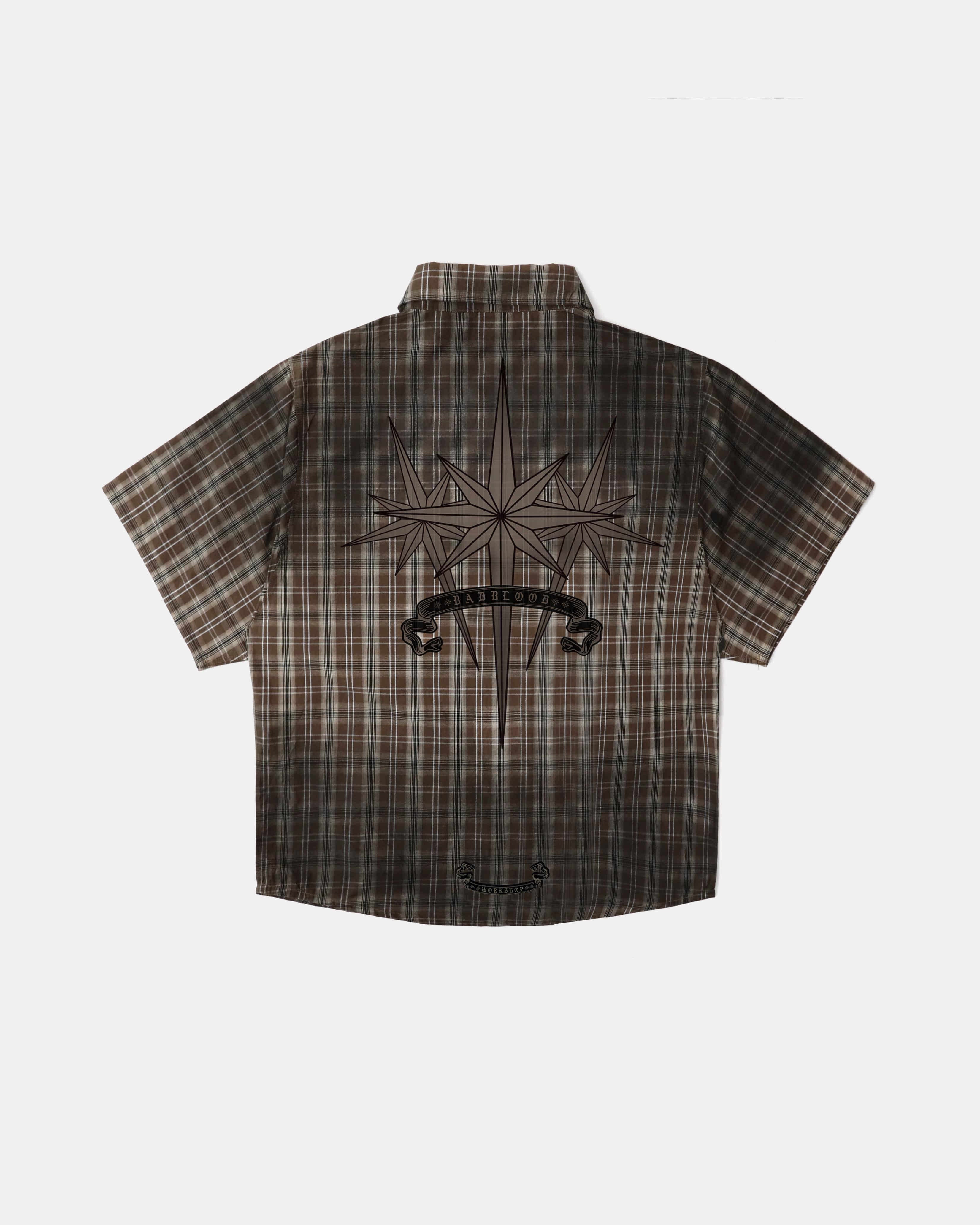 Badblood Cosmo Graphic Short Sleeve Shirt Brown Check