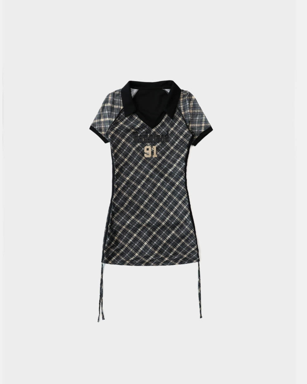 Badblood Vintage Club Polo Mini Dress Checked Black