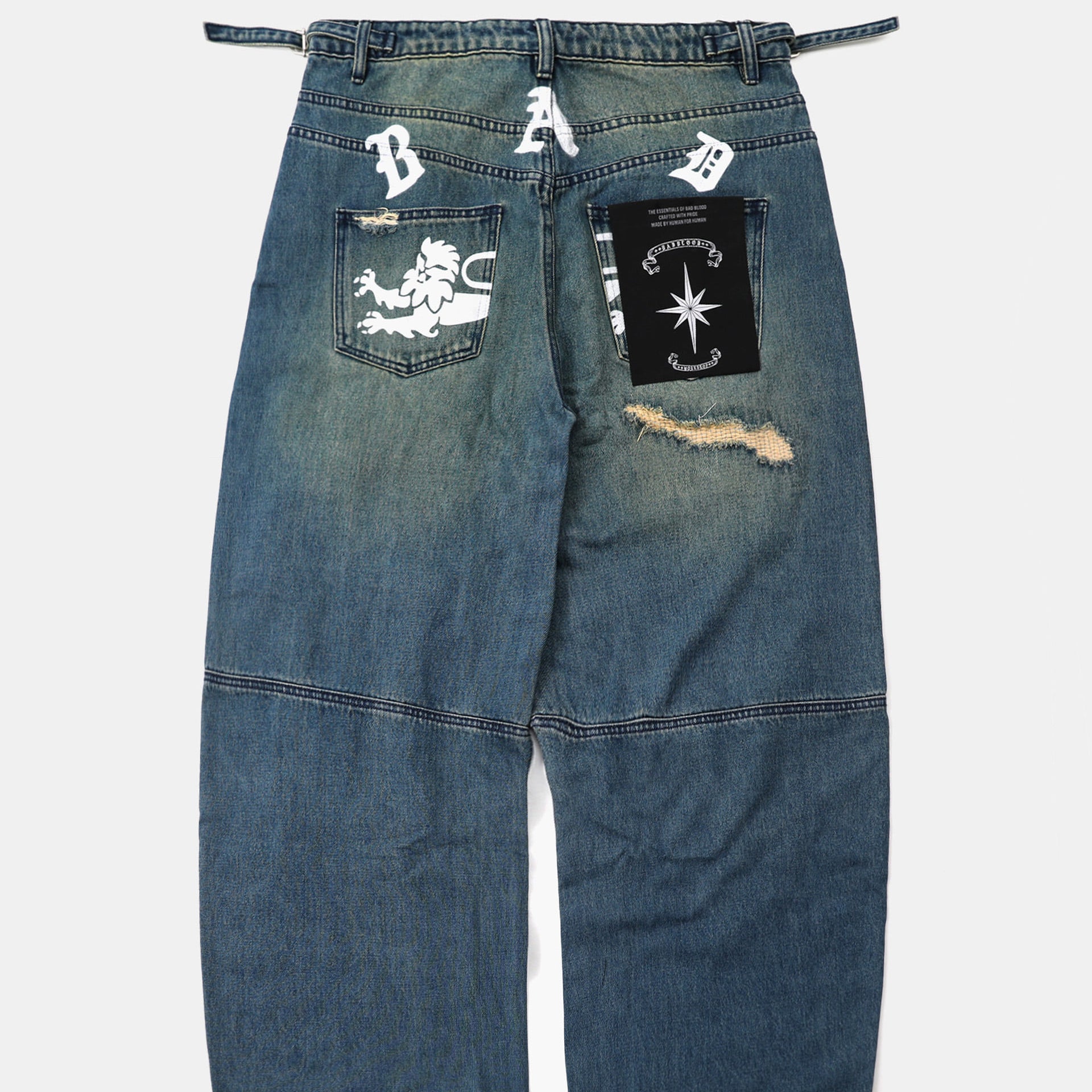 Badblood  0309 Fallout Convex Denim Pants - Mid Blue