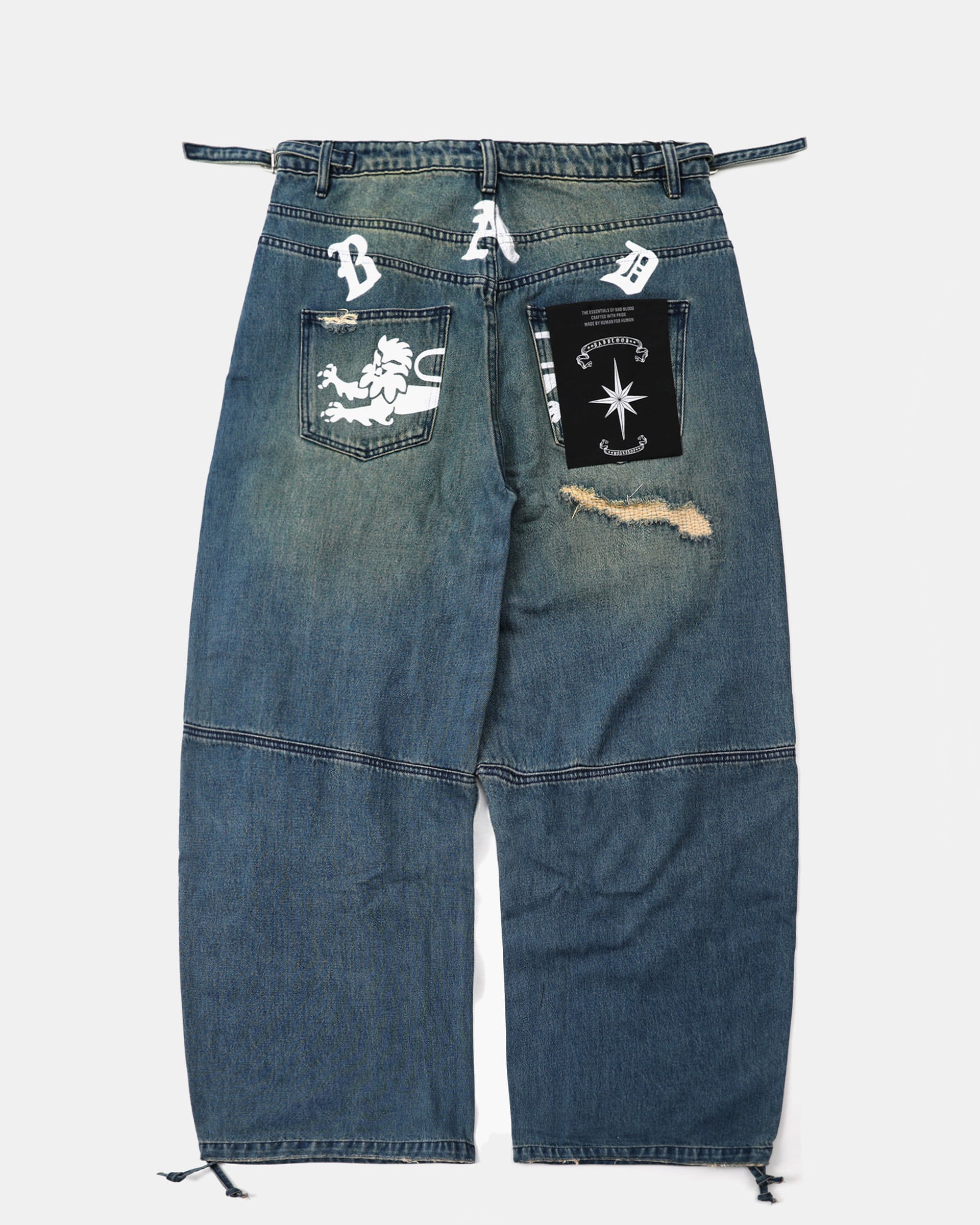 Badblood  0309 Fallout Convex Denim Pants - Mid Blue