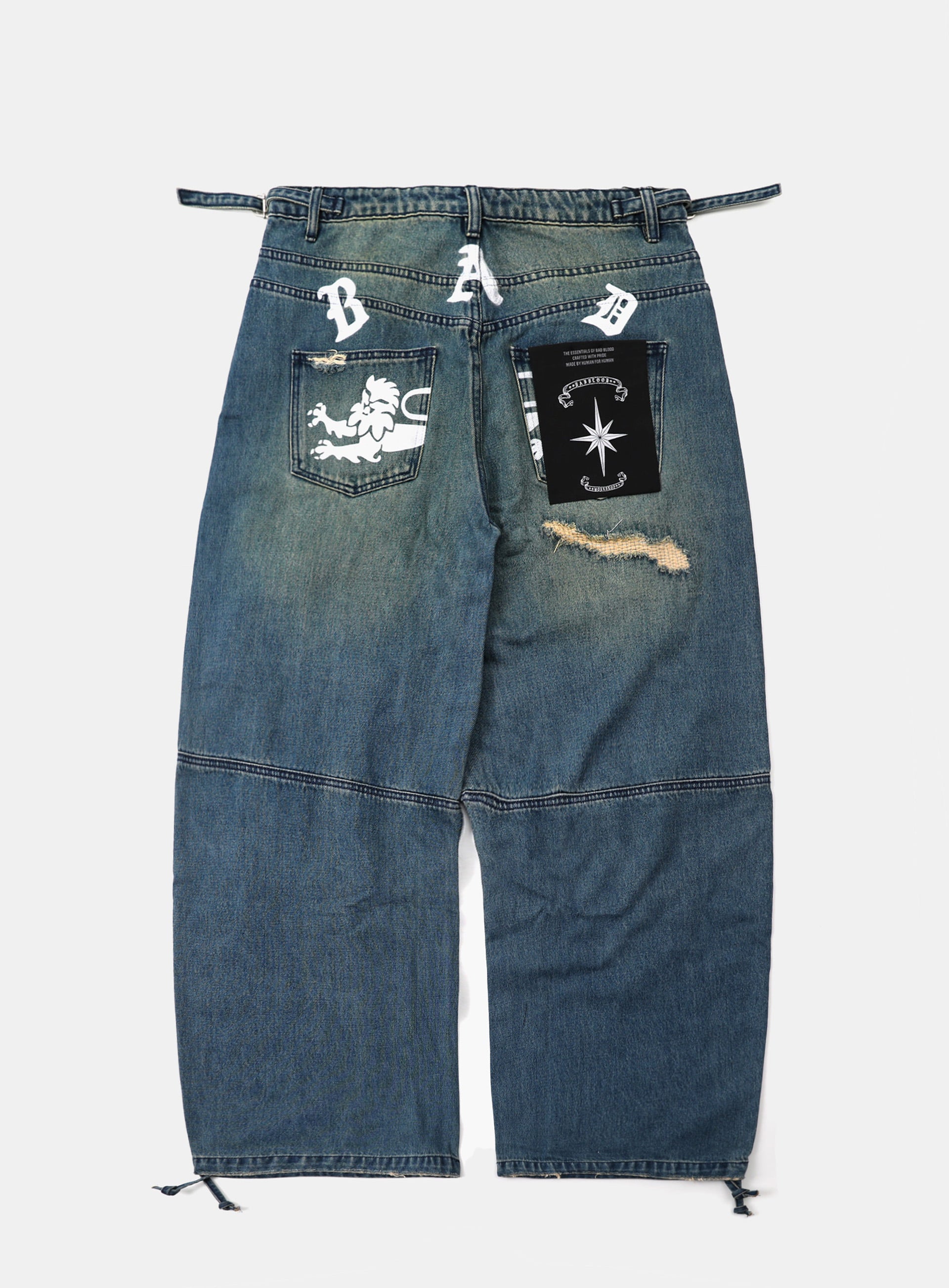 Badblood  0309 Fallout Convex Denim Pants - Mid Blue