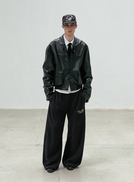 ボトムスその他 BADBLOOD Dark Billy Nylon Curved Track Pants Black w-pts25-0 Badblood Classic Logo 2 Way Curved Jogger Trousers - Black