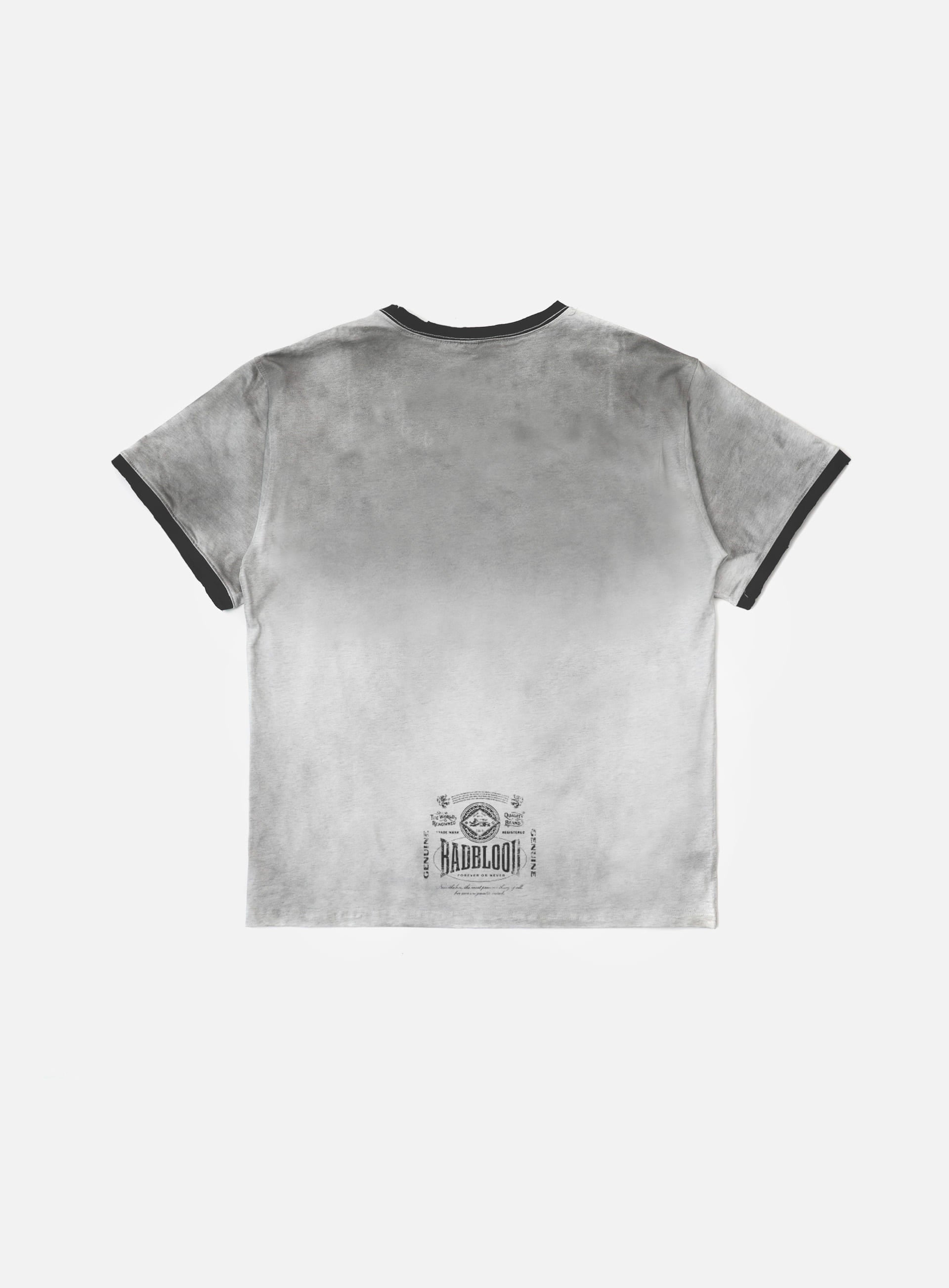 Badblood Curved Logo Dusty Ringer T-Shirt White