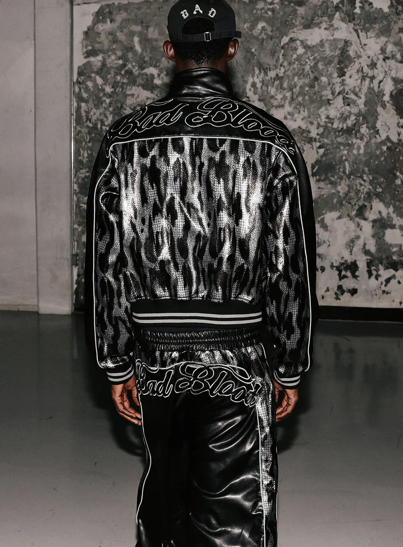 Badblood Contrast Leather Track Pants - Black Python