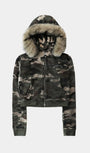 Badblood Cosmo11 Detachable Fur Hooded Zip-Up - Green Camo