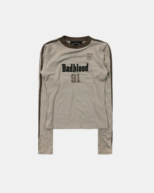 Badblood Vintage Club Jersey Ringer Long Sleeve - Tan