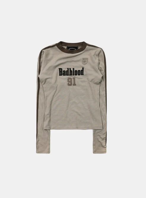 Badblood Vintage Club Jersey Ringer Long Sleeve - Tan