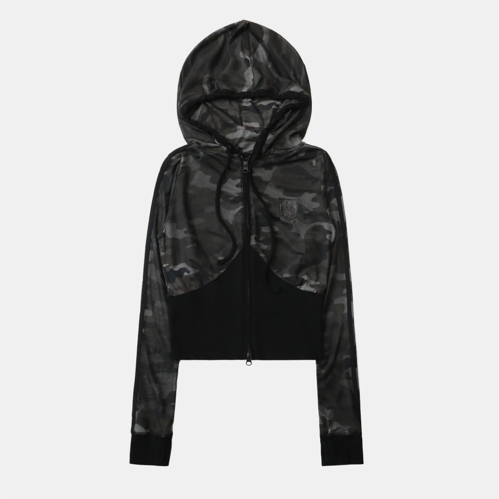 Badblood Vintage Club Slim Fit Hooded Zip-Up Black Camo