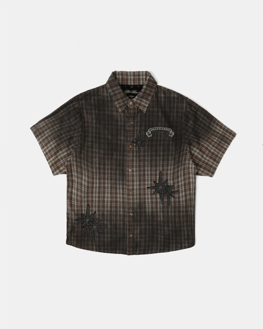 Badblood Cosmo Graphic Short Sleeve Shirt Brown Check