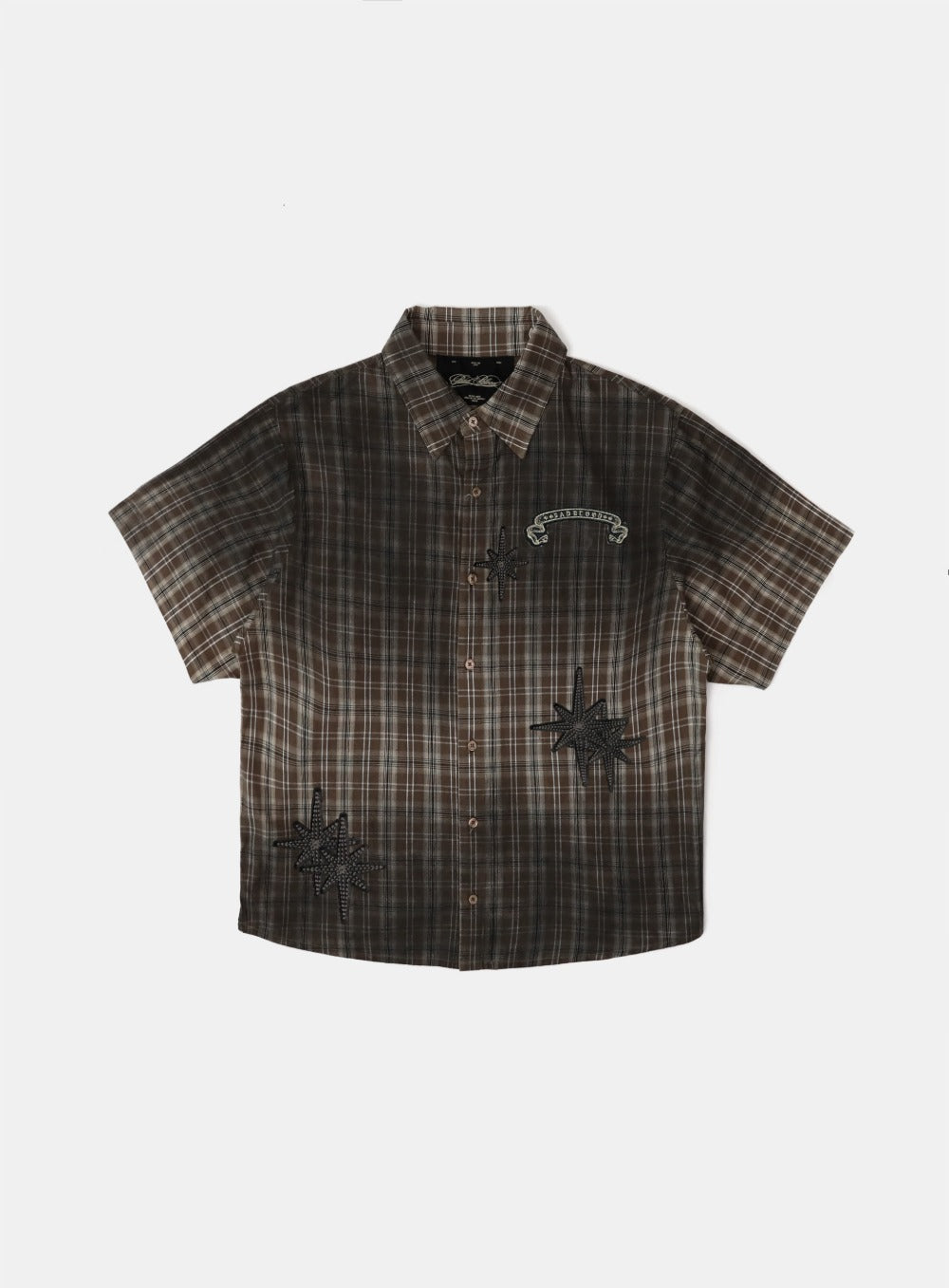 Badblood Cosmo Graphic Short Sleeve Shirt Brown Check