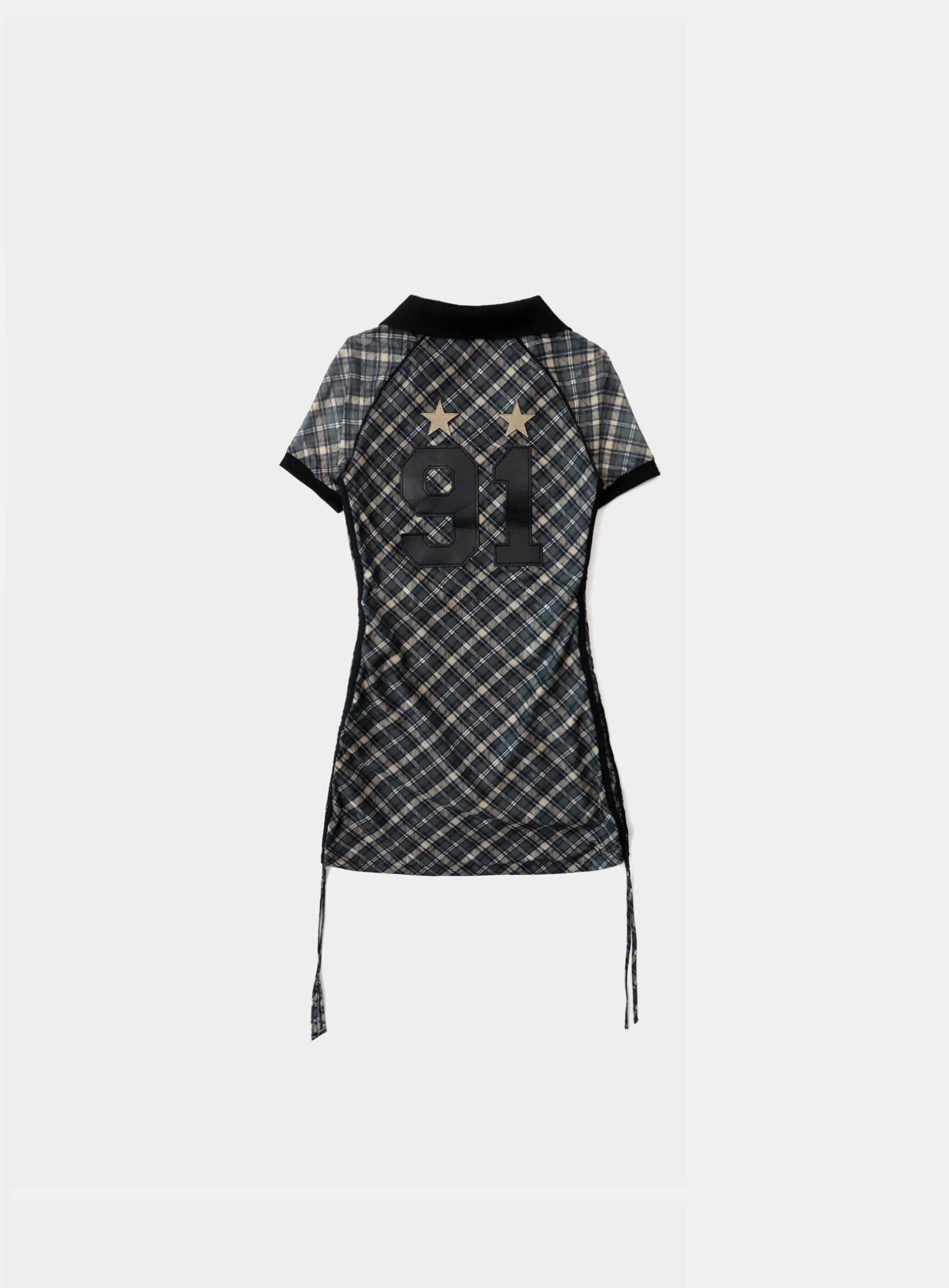 Badblood Vintage Club Polo Mini Dress Checked Black