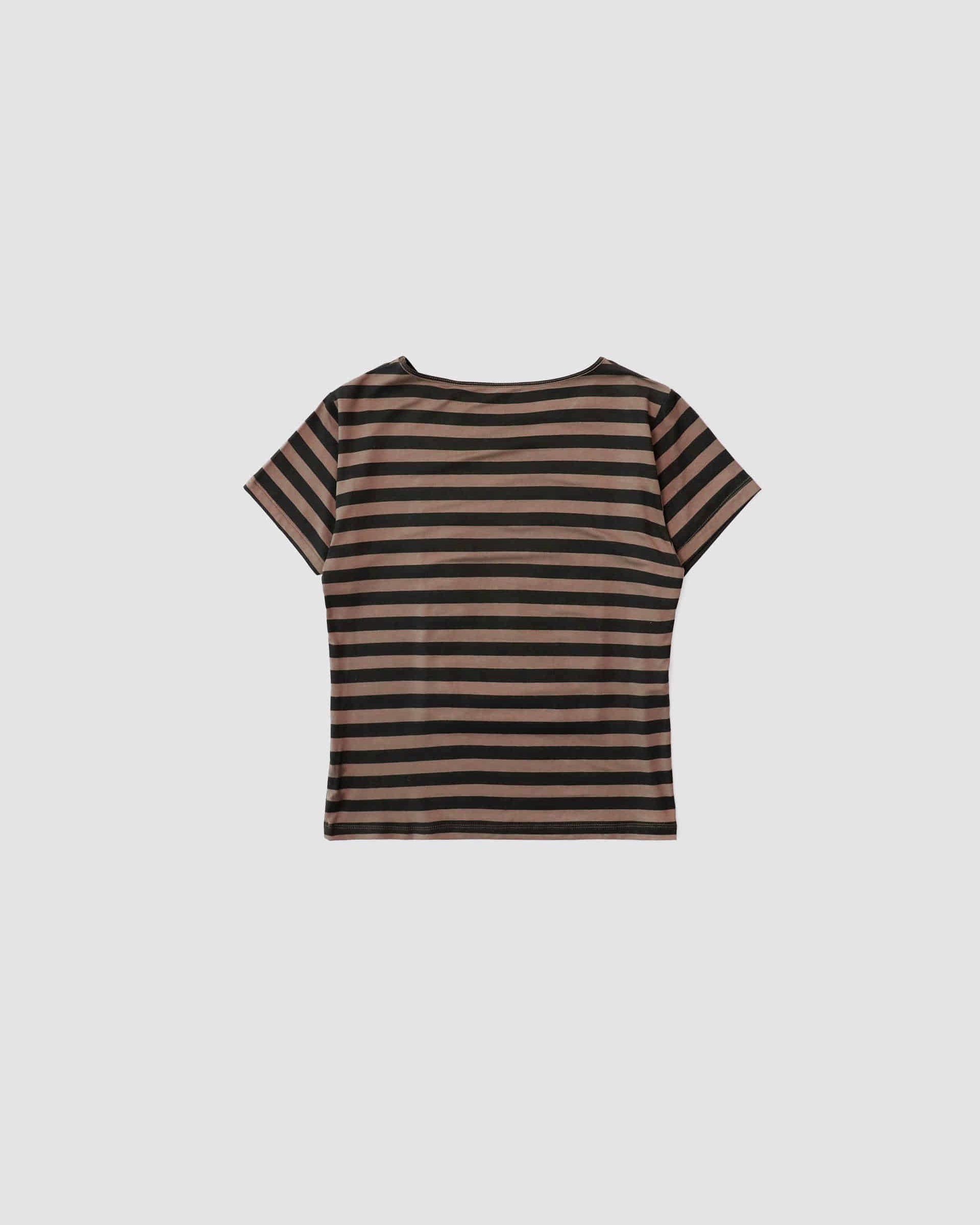 Badblood Dark Classic Stripe T-Shirt - Tobacco/Brown